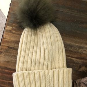 White Hat with Removable Pom Pom